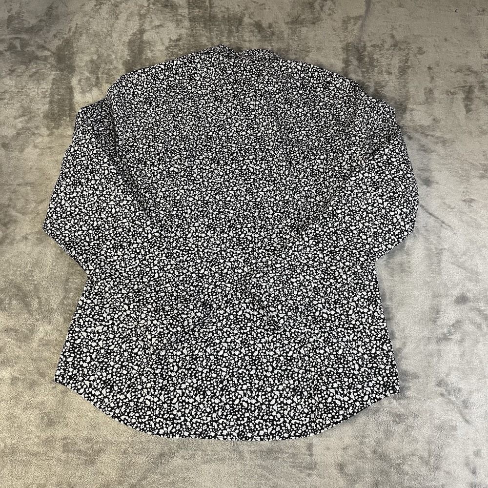 H&M Button Down Shirt Mens XL Black Splatter Floral Slim Easy Iron Long Sleeve - Picture 2 of 5